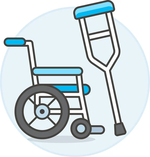 Béquilles Aide Icône Handicap Dans Style Contour Rempli — Image vectorielle