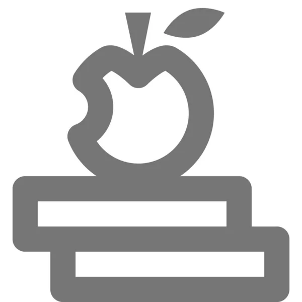 Äpfel Bücher Bildungsikone Umriss Stil — Stockvektor