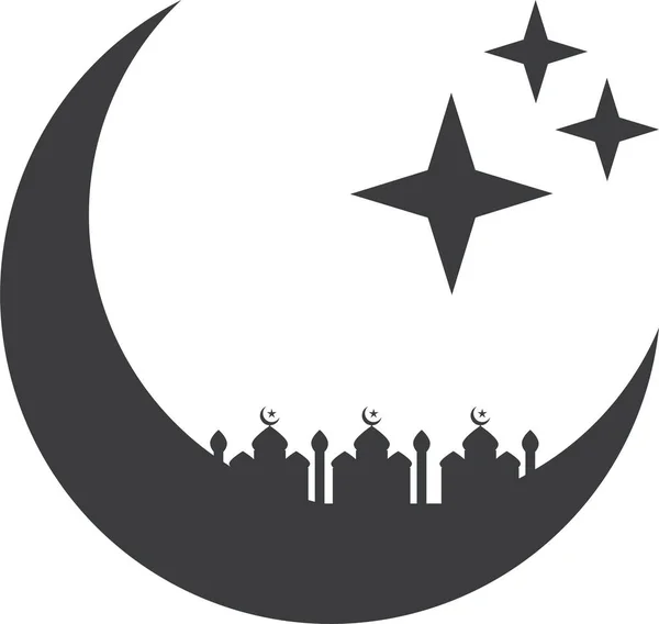 Icône Mosquée Islam Croissant Dans Style Solide — Image vectorielle