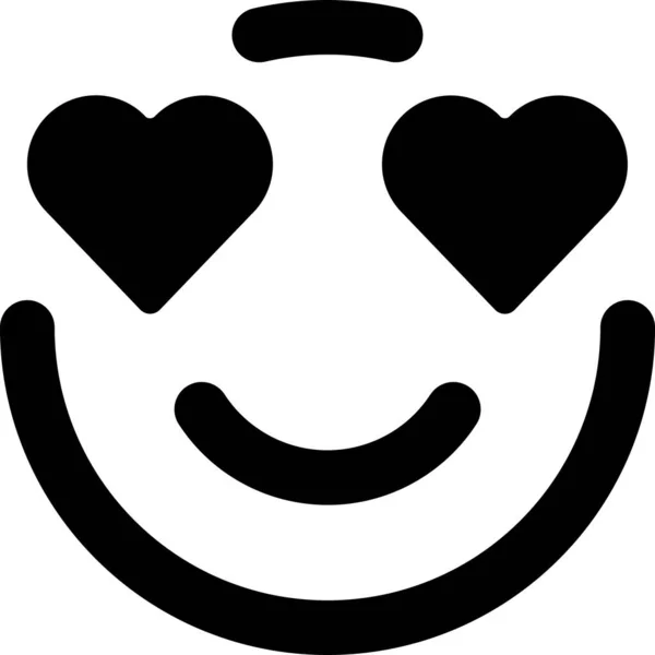 Smiley Love Icona Stile Solido — Vettoriale Stock
