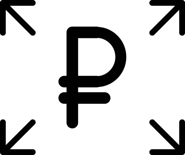 Rouble Partager Icône Transfert Dans Style Contour — Image vectorielle