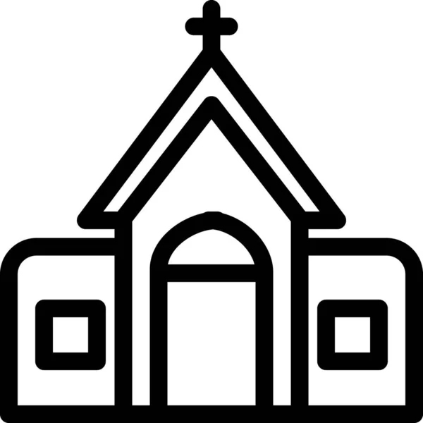 Будівництво Церковного Значка Нерухомості Контурному Стилі — стоковий вектор