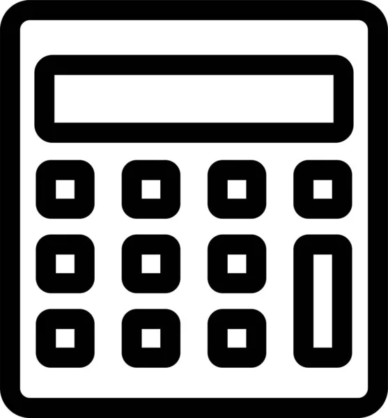 Boekhouding Gebouw Calculator Pictogram Omtrek Stijl — Stockvector