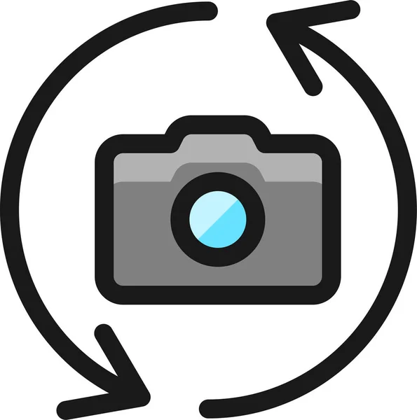 Configurações Câmera Flip Ícone Estilo Esboço Preenchido — Vetor de Stock