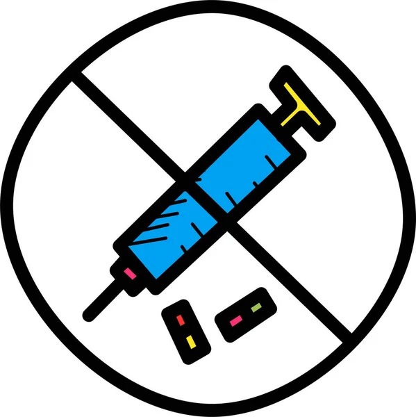 Drogues Interdites Pas Icône Dans Style Contour Rempli — Image vectorielle