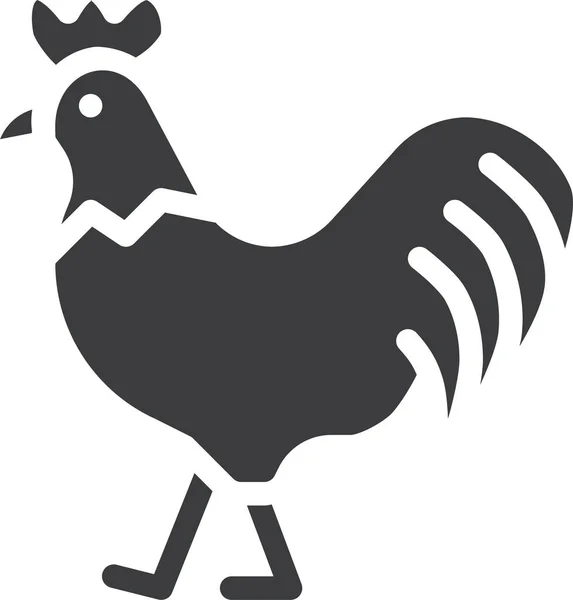 Fågel Kyckling Gård Ikon Fast Stil — Stock vektor
