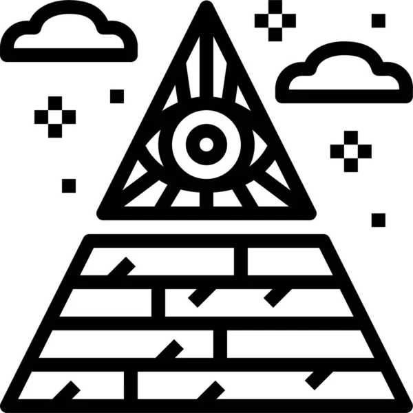 Иконка Пирамиды Глаза Иллюминатов Стиле Наброска — стоковый вектор