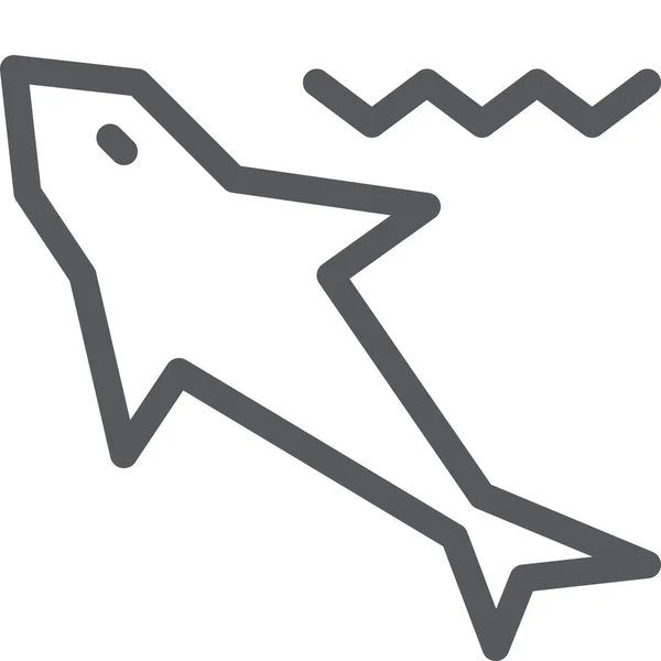 サメの危険な泳ぐアイコンをアウトラインスタイルで — ストックベクタ