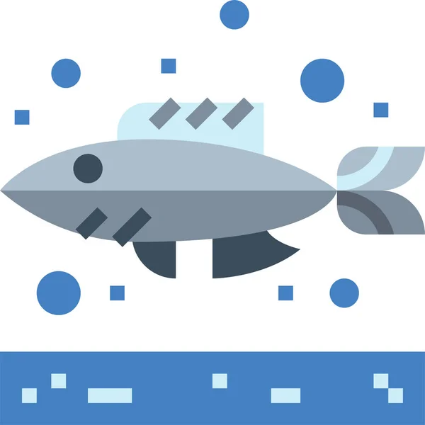 Animal Pescado Alimento Icono Estilo Plano — Vector de stock