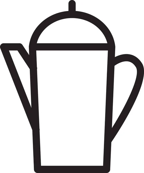 Çaydanlık Içeceği Kahve Ikonu Ana Hatlarıyla — Stok Vektör
