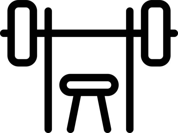 轮廓型的杠铃长椅健身图标 — 图库矢量图片