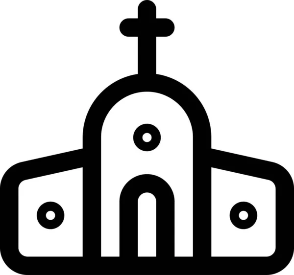 Kerk Parochie Kruis Pictogram Omtrek Stijl — Stockvector