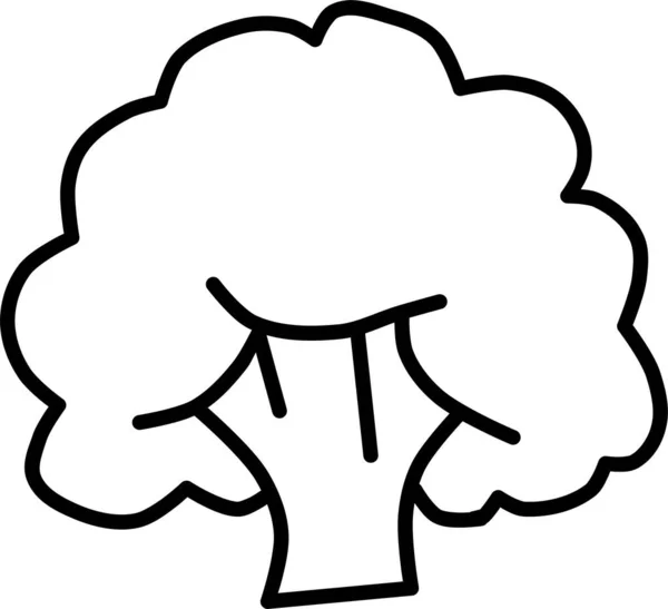 Broccoli Floret Mat Ikon Handritad Stil — Stock vektor