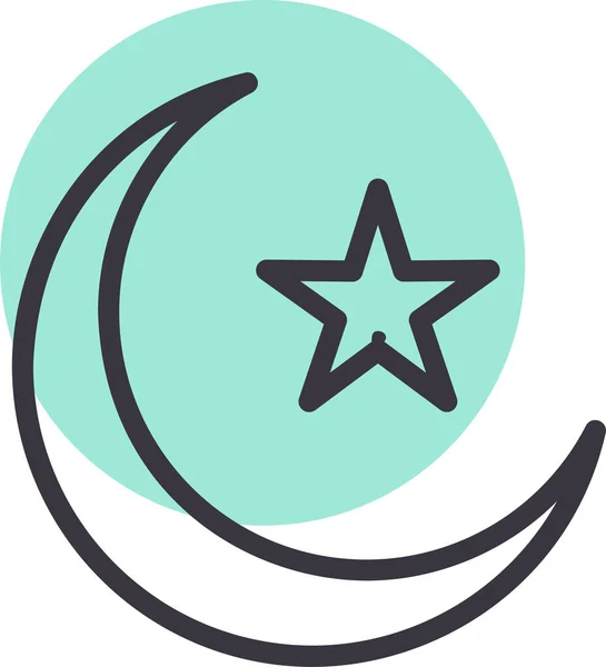 Crescente Lua Ramadã Ícone Estilo Esboço Preenchido — Vetor de Stock