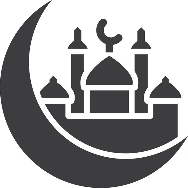 Halvmåne Islam Ikonen Fast Stil — Stock vektor