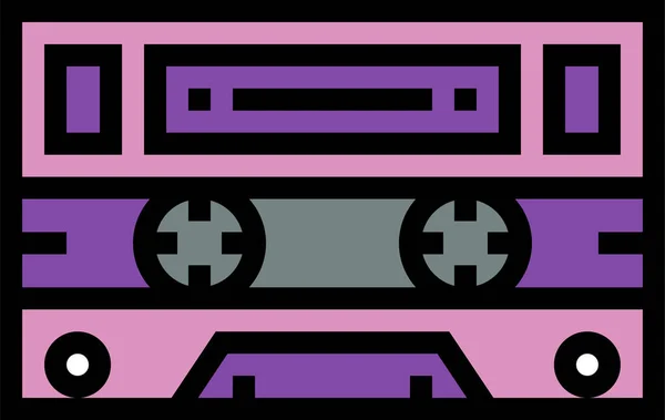 Cassette Multimedia Music Icon Filled Outline Style — Stock Vector