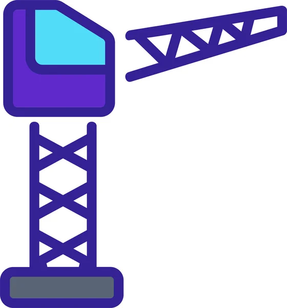 Construcción Grúa Alto Icono Estilo Contorno Lleno — Vector de stock