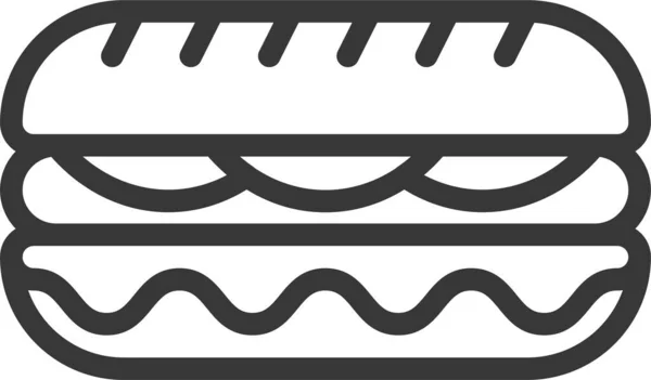 Fast Food Hot Dog Icône Dans Style Contour — Image vectorielle