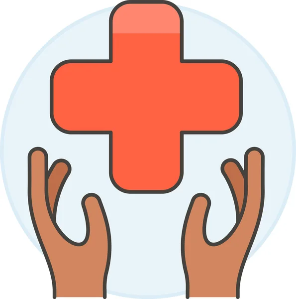 Versicherung Hand Rotes Symbol Der Kategorie Krankenhäuser Gesundheitswesen — Stockvektor