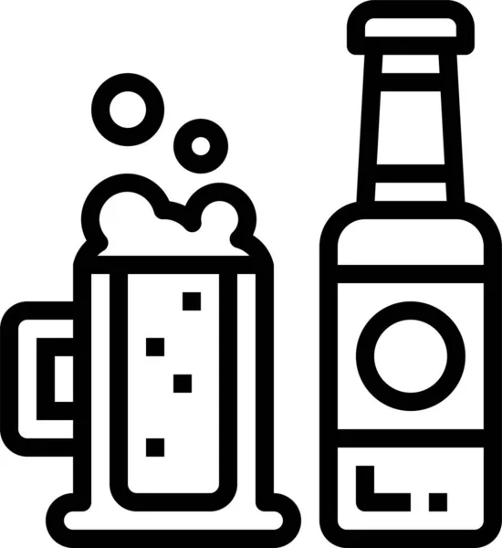 Piwko Alkoholowe Ikona Stylu Zarysu — Wektor stockowy