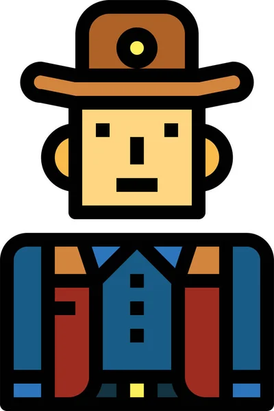 Cowboy Farmer Man Icon — Stock Vector