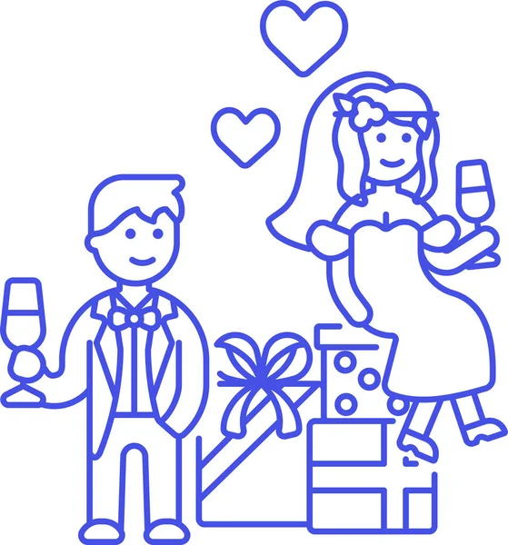 Sposa Celebrazione Coppia Icona Nella Categoria Amore Romanticismo — Vettoriale Stock