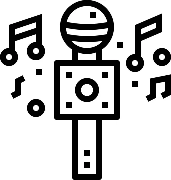 Karaoke Microfoon Zingen Pictogram Omtrek Stijl — Stockvector