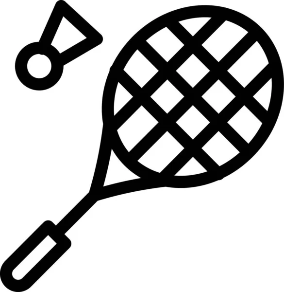 羽毛球球拍图标 轮廓风格 — 图库矢量图片