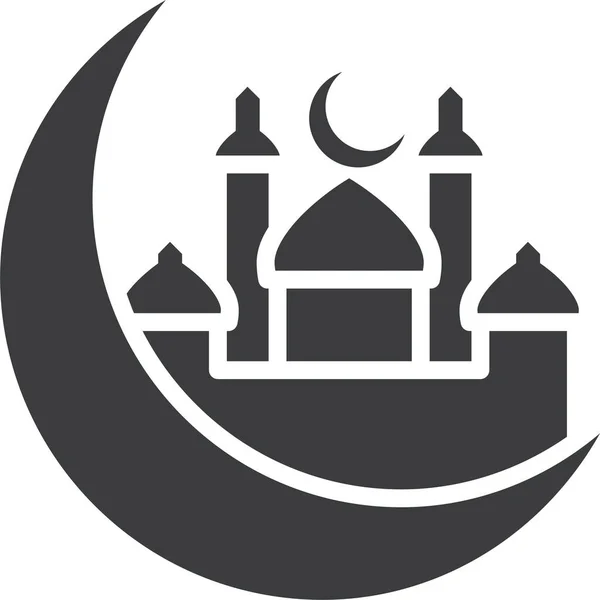 Icône Lune Islam Croissant Dans Style Solide — Image vectorielle