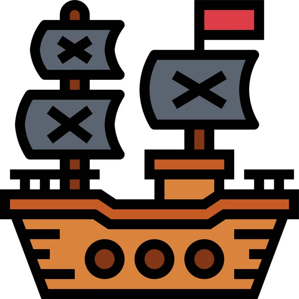 Fregat Piraat Schip Pictogram Gevulde Outline Stijl — Stockvector