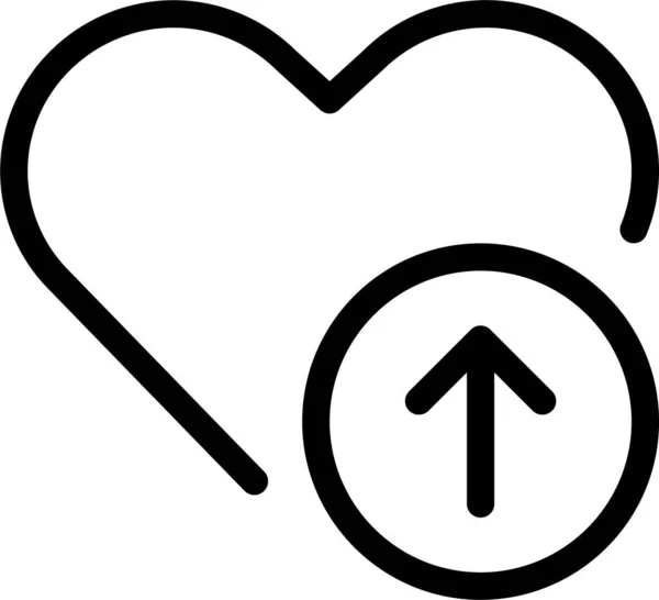 Flecha Icono Corazón Favorito Estilo Esquema — Vector de stock