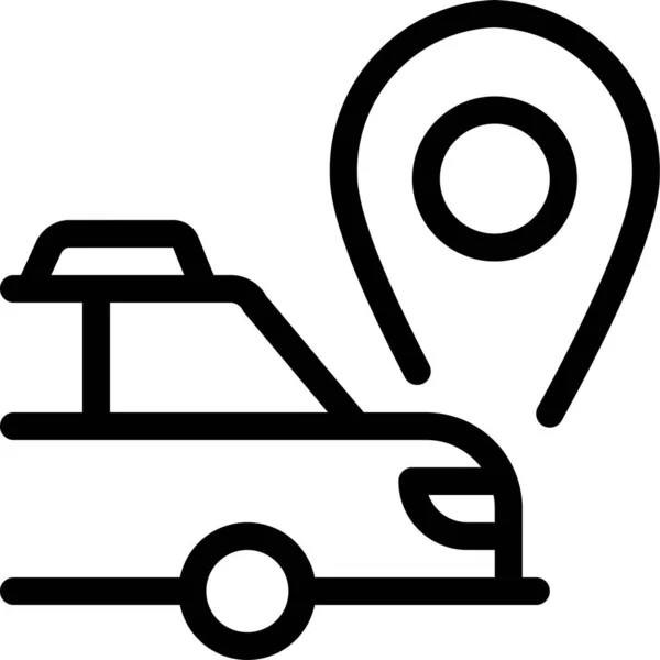 Taxi Coche Gps Icono Estilo Esquema — Vector de stock