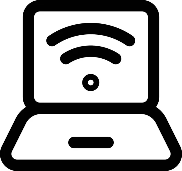 Wifi Laptop Wireless Icon Outline Style — Stock Vector