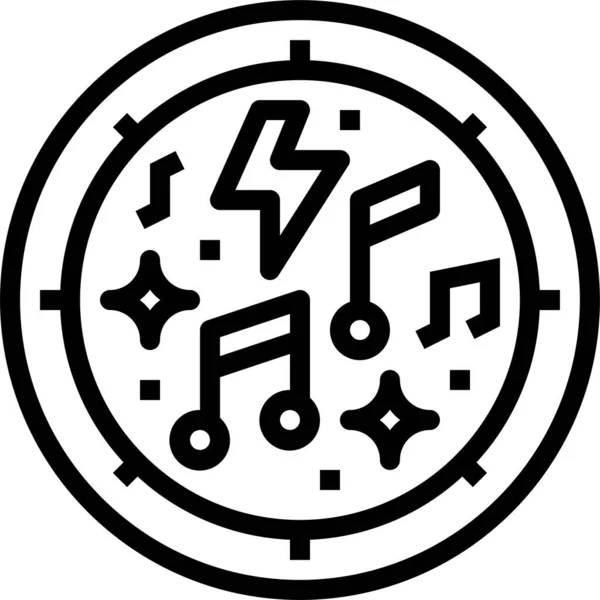 Música Notas Icono Del Reproductor Estilo Esquema — Vector de stock