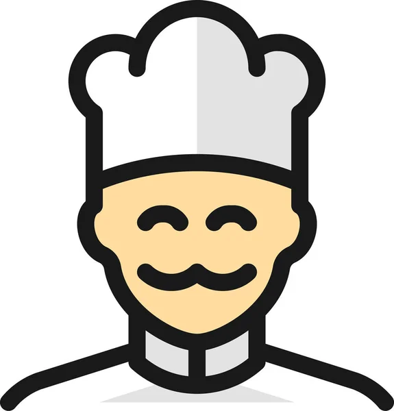 Hombre Profesiones Chef Icono Estilo Contorno Lleno — Vector de stock