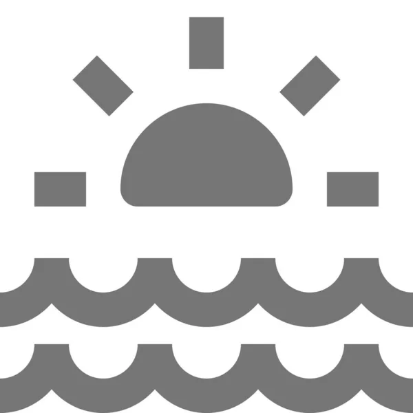 Nature Sun Sunrise Icon Solid Style — Stock Vector