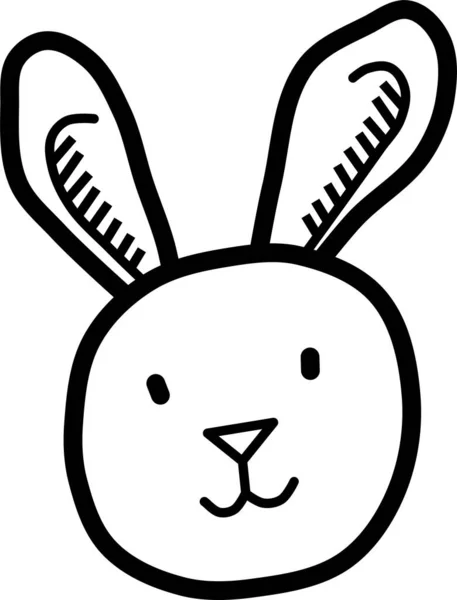 Bunny Cute Easter Icon Handdrawn Style — Stock Vector