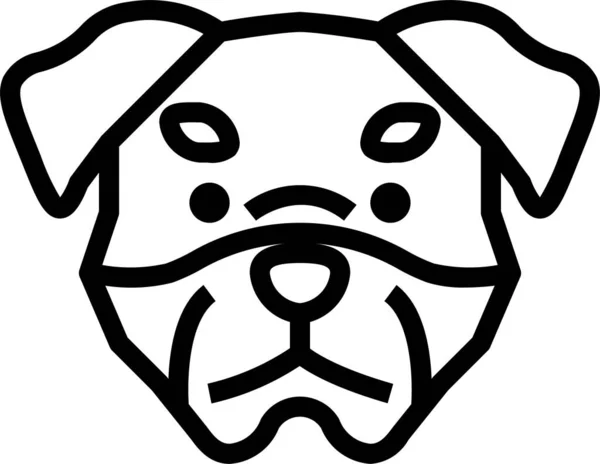 Rottweiler Hond Huisdier Pictogram Omtrek Stijl — Stockvector