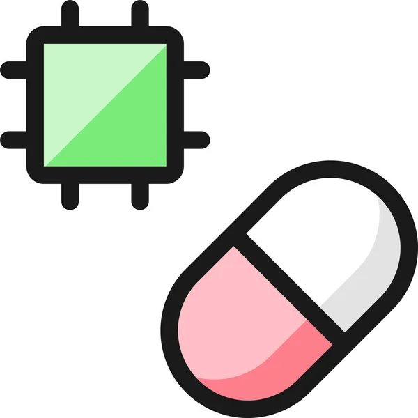 Pillola Tecnologica Icona Contorno Pieno Stile Contorno Pieno — Vettoriale Stock