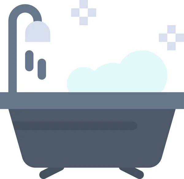 Cuarto Baño Limpio Icono Ducha Estilo Plano — Vector de stock