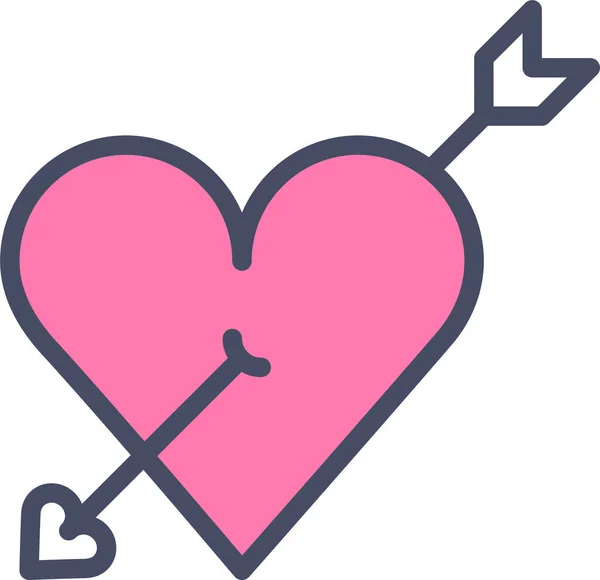 Flecha Cupido Icono Del Corazón Estilo Del Esquema — Vector de stock