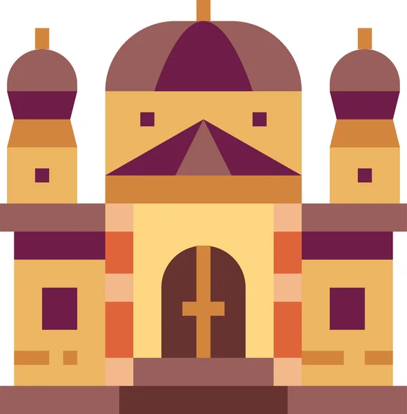 Basilique Architectonique Icône Catholique Style Plat — Image vectorielle