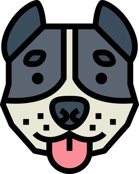 Pitbull Perro Mascota Icono Estilo Contorno Lleno — Vector de stock