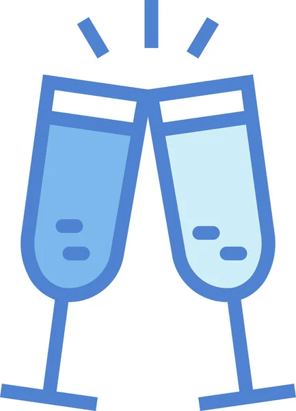Празднование Шампанского Поднимает Икону Стиле Заполненного Контура — стоковый вектор