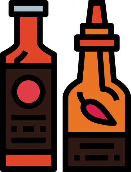 Бутылки Приправы Жидкость Значок Стиле Заполненной Очертания — стоковый вектор
