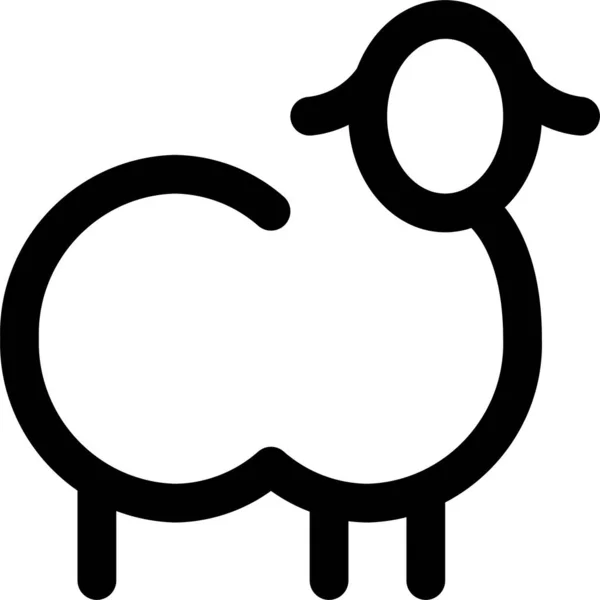 Huisdieren Schapen Lichaam Pictogram Omtrek Stijl — Stockvector