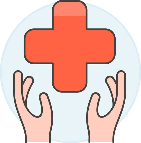 Vorteile Cross Hand Symbol Der Kategorie Krankenhäuser Gesundheitswesen — Stockvektor