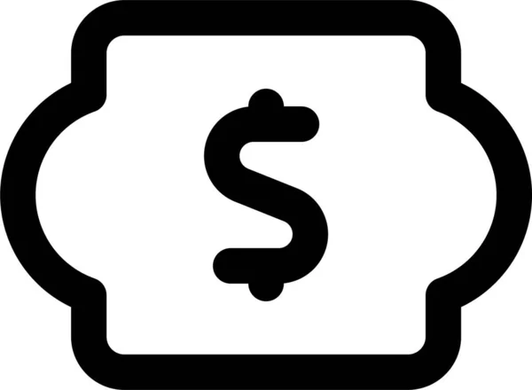 Munt Dollarbiljet Pictogram Omtrek Stijl — Stockvector