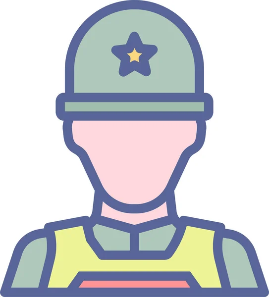 Militärsoldaten Ikone Mit Helm Ausgefüllten Outline Stil — Stockvektor