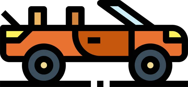 Automóvil Cabriolet Convertible Icono Estilo Contorno Lleno — Vector de stock